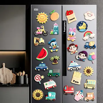 1 Комплект мультяшных магнитов на холодильник для детей, животных, утки, автомобиля, декоративные магниты на холодильник, детские игрушки с магнитными буквами из ПВХ