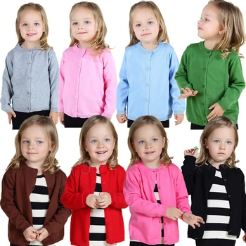 Весенние дети, Малыши, девочки, мальчики, осень-Зима, длинный рукав, однотонная вязаная верхняя одежда, пальто для малышей, модный Детский Кардиган для девочек, свитер