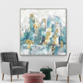 Картина маслом для гостиной, современный минималистичный диван, фоновое украшение, абстрактная фреска, холст ручной работы, плакат с масляной краской, картина