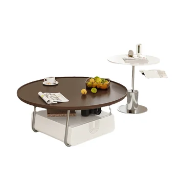 Легкий роскошный журнальный столик Hxl в гостиной, усовершенствованный стиль с красными сливками, простое хранение, круглый чайный столик