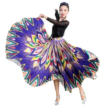 Народный танец Синьцзян-уйгурское танцевальное представление, Платье с широкой юбкой, Танцевальные этнические костюмы для фестиваля национальных меньшинств Хмонг