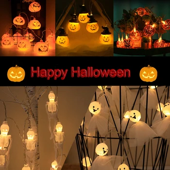1,5 м 10Led Светодиодные гирлянды на Хэллоуин, тыквенные фонари-летучие мыши, гирлянда на батарейках для декора дома на Хэллоуин на открытом воздухе