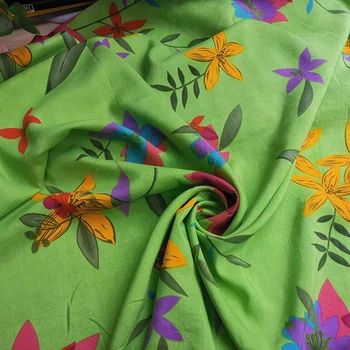 1 метр Х 1,1 метра Карамельно-зеленая ткань с цветочным рисунком, натуральный шелк, льняной хлопчатобумажный материал, детский материал