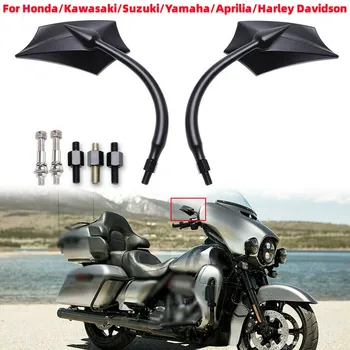 1 Пара Черных Зеркал заднего Вида Мотоцикла Мотоцикл Для Honda/Kawasaki/Suzuki/Yamaha/Aprilia/Harley Davidson