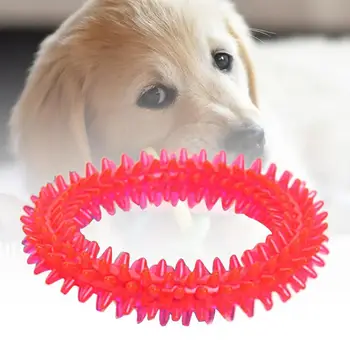1 шт. Красочное кольцо с шипами, Жевательная игрушка для тренировки прикуса, Молярная игрушка, Нетоксичная, Устойчивая к укусам, для чистки зубов, принадлежности для собак
