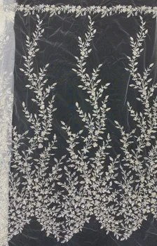 1 ярд серебристой тюлевой сетчатой ткани с бисером, материал для шитья свадебного платья невесты, новинка 2023 года