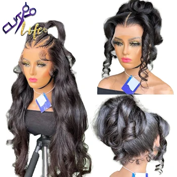 13X6 Hd Прозрачный парик с кружевом Спереди Свободная волна 360 Полных париков с кружевом спереди Для чернокожих женщин Бразильские парики из человеческих волос могут быть заплетены в косу