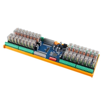 16-канальный релейный модуль DC12/24V Modbus AoShangMing RS485 с 16-канальными входами и 32-канальными выходами Может использоваться в промышленном управлении или ПЛК.