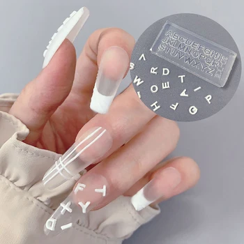 1ШТ 3D силиконовая форма для вырезания ногтей, английские буквы, форма для тиснения, гелевые трафареты, аксессуары для маникюра 