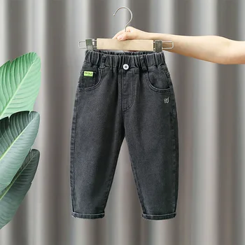 2022 Новые брюки для мальчиков, детские весенне-осенние облегающие универсальные повседневные брюки, детские эластичные резинки на талии с буквенным принтом