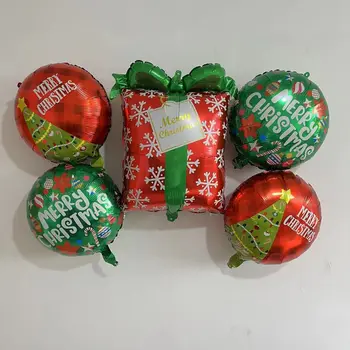 2023 Новая рождественская подарочная коробка из алюминиевой пленки Воздушный шар Рождественская сцена Снежное граффити Круглый воздушный шар