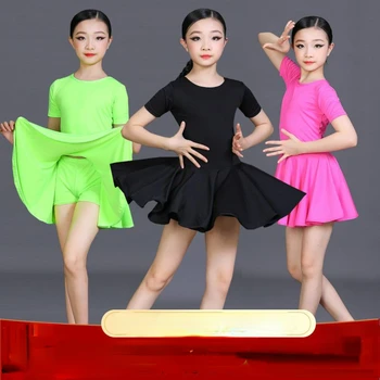 2023 Новые летние детские костюмы для латиноамериканских танцев, платье для выступлений, одежда для тренировок для девочек, Детское латиноамериканское платье F134