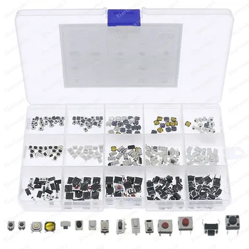 300шт 15 типов Тактильных Кнопочных переключателей Ключи Дистанционного управления автомобилем Кнопка Сенсорного микропереключателя Ассортимент DIY Kit