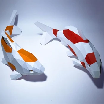3D Рыба бумажное ремесло Оригами Сделай САМ Низкополигональная скульптура Рыба бумажная модель Арт Мини Животное СДЕЛАЙ САМ Дети Взрослые Игрушки ручной работы Home Deco