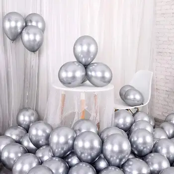 50шт 10-дюймовых латексных металлических шаров Хромированные шары Блестящие шары Гелиевые шары Украшение для Дня рождения Душа ребенка Свадьбы