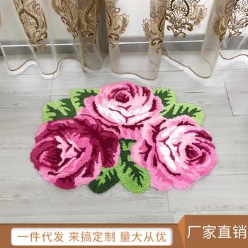 60*80 см 3D пасторальный коврик с розами, декоративный ковер для спальни, свадебные ковры ручной работы