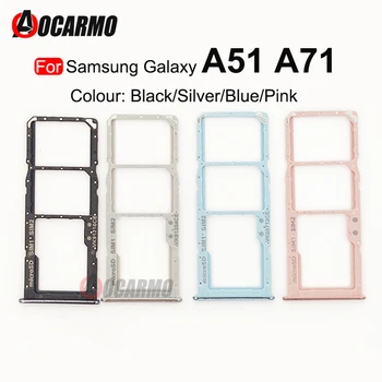 Aocarmo Слот Для Лотка для двух и одной Sim-карты Samsung Galaxy A51 A515F A71 A7150 A715F Новая Замена Держателя SIM-карты Micro SD