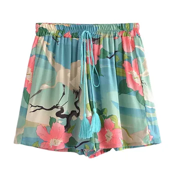 Bazaleas Store Traf Женские шорты в стиле бохо с цветочным принтом Crane в богемном стиле из вискозы 2023 Официальная одежда