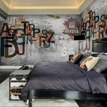 beibehang Europe стереоскопические 3D-буквы граффити, ретро-уличные рок-обои, фреска, ресторан, бар, фон для телевизора ktv обои