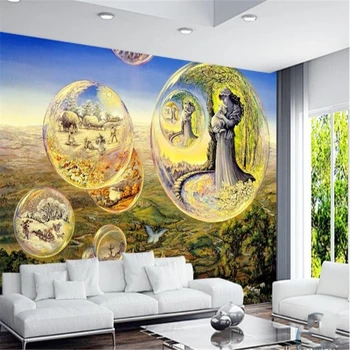 beibehang Большие обои на заказ Фреска в стиле Да Винчи Мифология Цвет Кристалл Пузырь Пророчество Европейский фон Стена