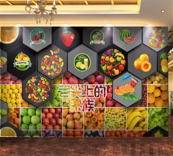beibehang Пользовательские обои мода 3D шестиугольник фруктовый плакат супермаркет фруктовый магазин украшение фона стены papel de parede