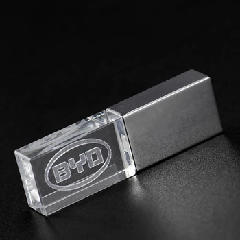 BYD Автомобильные Флешки USB 2.0 128 ГБ Хрустальный Флеш-Накопитель 64 ГБ Бизнес-Подарок Memory Stick 32 ГБ Бесплатный Пользовательский Логотип Pendrive 16 ГБ U-диск