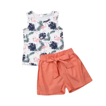 Citgeett Лето, 2 предмета, одежда для малышей, одежда для маленьких девочек, футболки с цветочным рисунком, Топы, короткие штаны, комплект