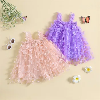 FOCUSNORM, 4 цвета, платье для маленьких девочек от 0 до 4 лет, платье-слинг без рукавов с 3D бабочкой, летний милый сарафан