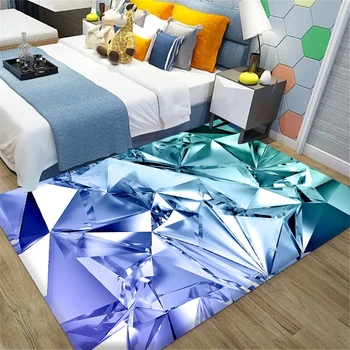HX Модный фланелевый ковер с цветным градиентным ромбовидным 3D-принтом, ковры для гостиной, внутренний коврик, коврик для ванной комнаты