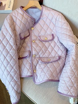 KBAT 2023, легкий аромат, куртки с хлопковой подкладкой, женские осенние винтажные стеганые пальто, теплая женская короткая верхняя одежда Praka