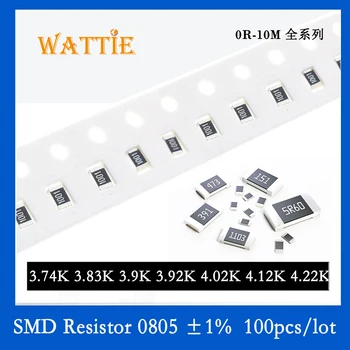 SMD резистор 0805 1% 3,74K 3,83K 3,9K 3,92K 4,02K 4,12K 4,22K 100 шт./лот микросхемные резисторы 1/8 Вт 2,0 мм * 1,2 мм