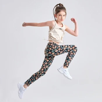 SOLOCOTE девочек спортивные леггинсы танец цветочные печатных работает активный штаны для йоги тренажерный зал тренировки колготки