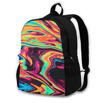 The Looking Glass Модный рюкзак Большой емкости, дорожные сумки для ноутбука, Радужный Психоделический узор, ЛСД-Триппер, Красочное Искусство из смолы
