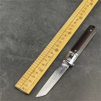 VG10 дамасская сталь небольшой выставочный складной нож для кемпинга на открытом воздухе ручка из сандалового дерева тактический складной инструмент охотничьи острые EDC инструменты