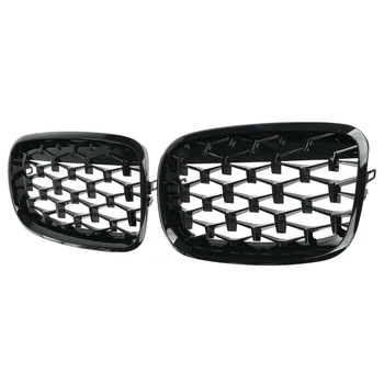 Автомобильные алмазные решетки, Передняя решетка для почек, Хромированная сетчатая решетка, автомобильные аксессуары для BMW E70 E71 E72 X5 X6 2007-2013 Черный