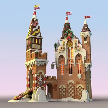 Авторизованный MOC-130576 Средневековый зимний замок, развивающие игрушки MOC в средневековой тематике, набор строительных блоков, игрушки (3971 шт.)