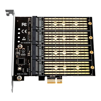 Адаптер SSD PCI-E Адаптер PCI Express X1 с 4 портами B Key M.2 NGFF SATA Карта расширения Riser Card