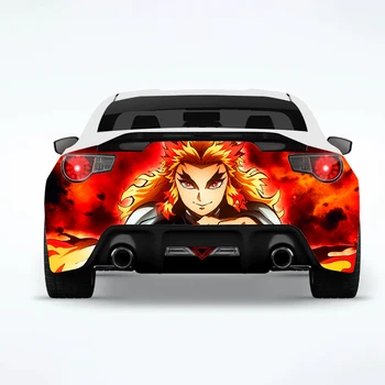 Аниме Demon Slayer, наклейки на заднюю панель автомобиля, креативная наклейка, модификация внешнего вида кузова автомобиля, Декоративные наклейки