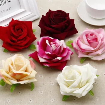 Бархатные искусственные головки роз для свадебной арки, цветы для свадебного венка, Букет на День Валентина, Украшение подарочной коробки