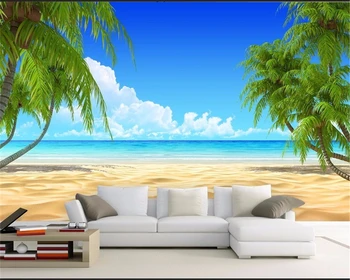 Бейбехан Пользовательские обои 3D фото вид на море кокосовый орех пейзаж обои спальня гостиная ТЕЛЕВИЗОР украшение стен обои фреска