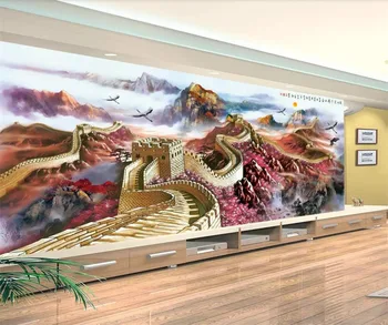 бейбеханг Пользовательские обои 3d фрески великолепная горная река Восходящее Солнце Восток Великая стена никогда не падающая ТВ фоновые обои