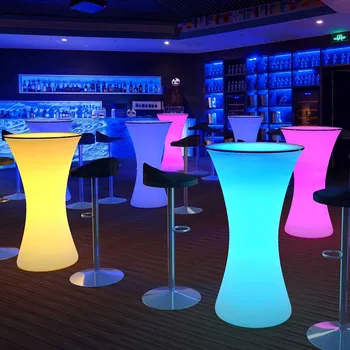 Беспроводной светодиодный круглый барный стол с подсветкой 16 цветов RGB, меняющий цвет, перезаряжаемый модуль с дистанционным управлением, водонепроницаемый столик для паба в помещении и на открытом воздухе