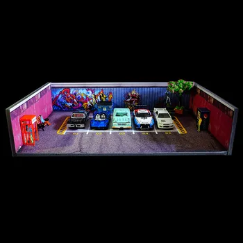 библиотека по ремонту автомобилей в масштабе 1/64 сцена гаражной мастерской фоновая доска для модели автомобиля парковка автомобиля игрушки коллекция подарков дисплей