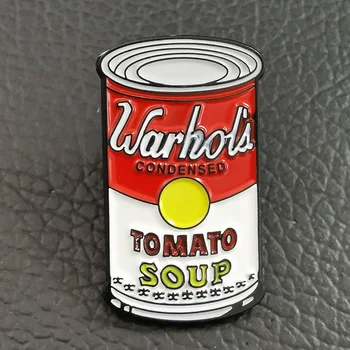 Брошь в виде сгущенного томатного супа, значки-булавки