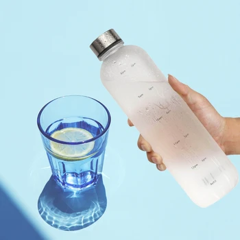 Бутылка для воды с маркировкой времени, 1 литр, без бисфенола А, герметичные спортивные бутылки, без конденсата, идеально подходят для занятий спортом и активного отдыха
