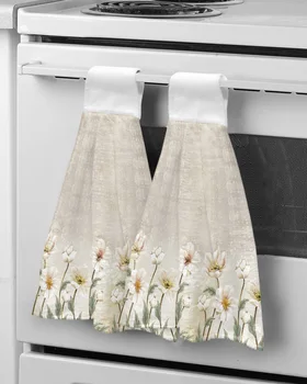 Винтажный фон Цветы Полотенце для рук для ванной Кухни Впитывающие подвесные полотенца Мягкий детский платок из микрофибры