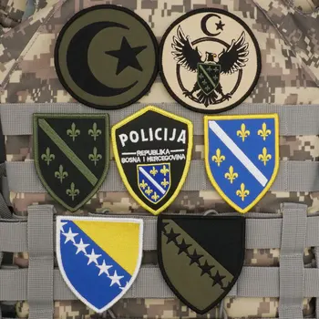 Военный Тактический Значок с Вышитыми Нашивками Боснии и Герцеговины с Подкладкой на Крючках для Одежды