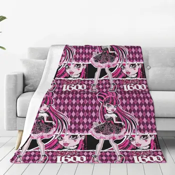 Вязаное одеяло Дракулаура Монстр Хай, флисовое покрывало для домашнего дивана, легкое покрывало с принтом