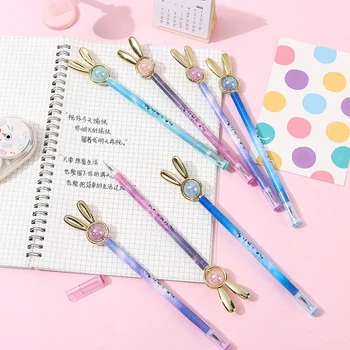 Гелевые ручки с черными чернилами 0,5 мм, Нейтральная ручка Cute Bunny, ручка для подписи Kawaii, подарок для студентов, Корейские Канцелярские принадлежности