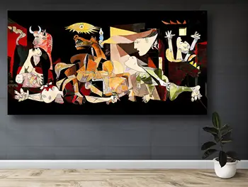 Герника Пабло Пикассо Холст, настенное искусство, плакат, печать на холсте, Художественная картина в стиле сюрреализма для гостиной, украшения дома